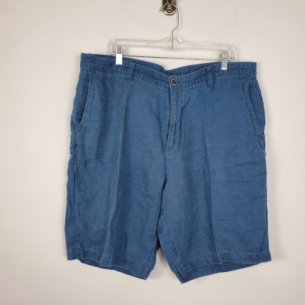 Tommy Bahama Linen Blend Shorts Mens Size 40 Blue Tencel Coastal Preppy Beach